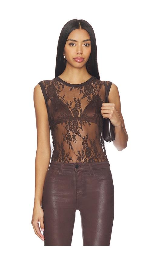 l'agence brax lace muscle tank top in brown. - size s (also in xl)