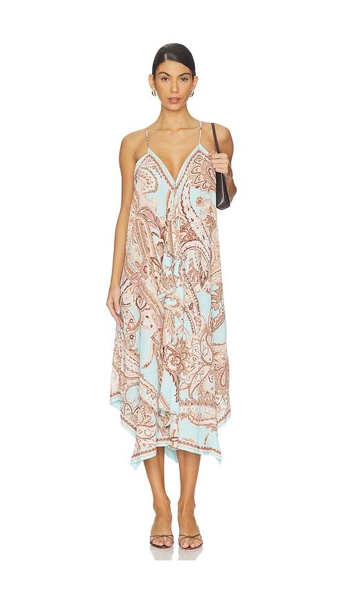 l'agence elise midi dress in blue,brown. - size m (also in s)