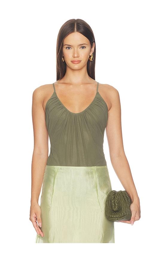 l'agence gelina ruched bodysuit in olive. - size l (also in xxs, xs, s, m)