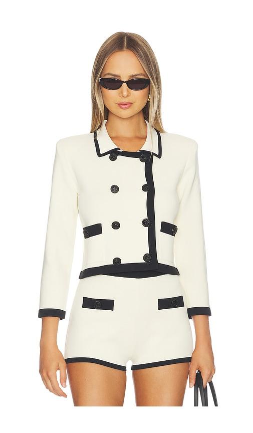 l'agence janu trim knit jacket in white,black. - size l (also in m, s)