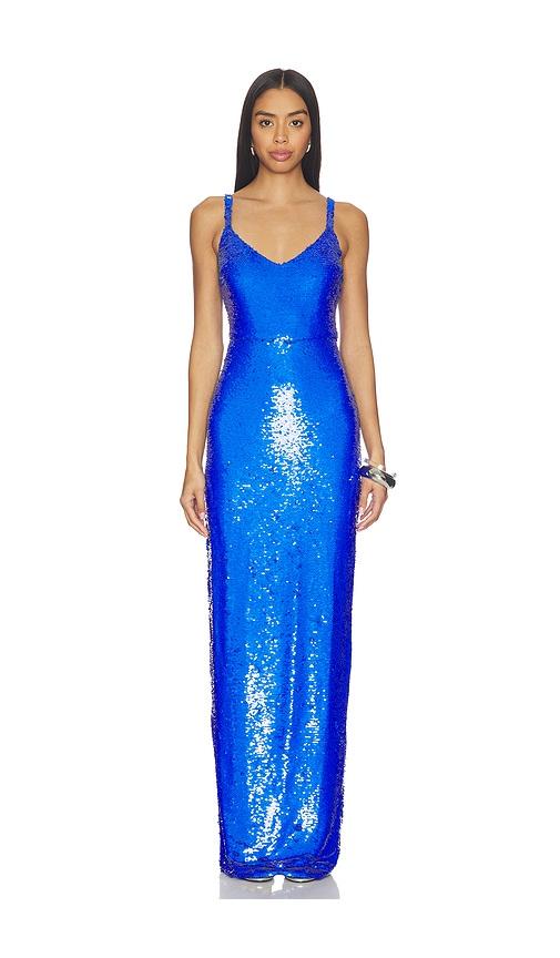 l'agence karma sequin maxi dress in royal. - size 00 (also in 4)