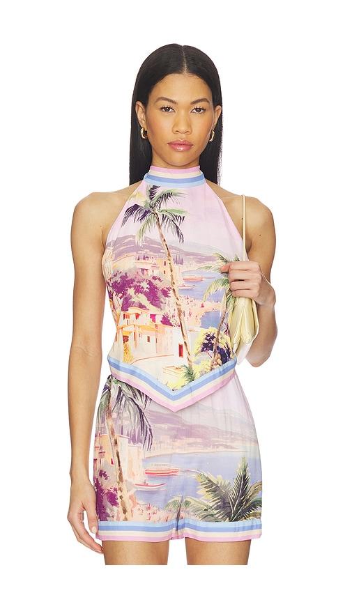 l'agence kochi postcard print high neck top in blush. - size l (also in s, xs, m, xl)