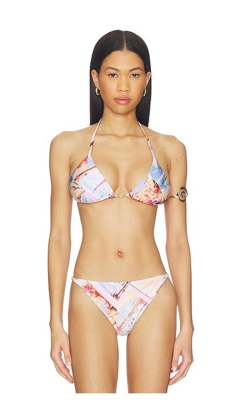 l'agence kristin postcard print bikini tri slider bra in blush. - size l (also in m, s, xs)