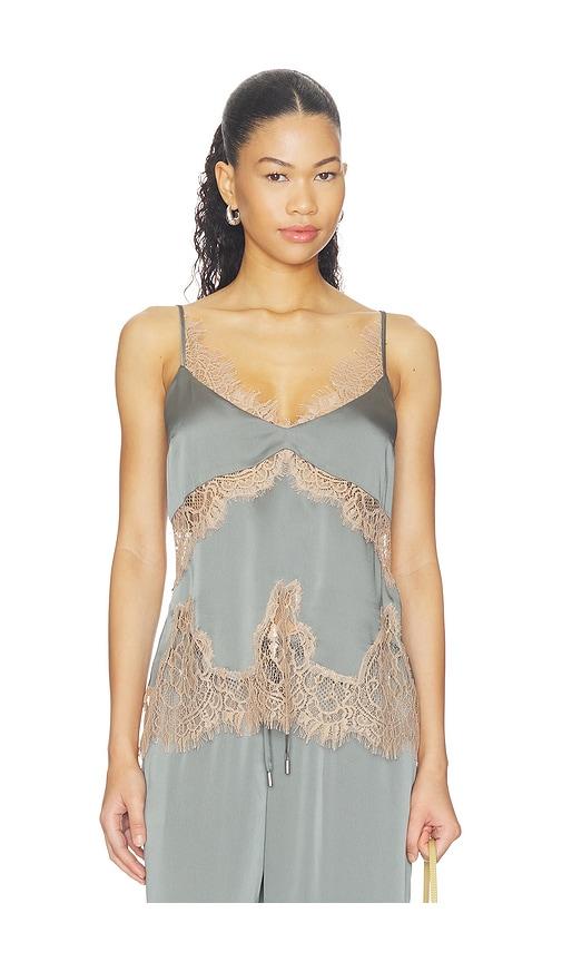 l'agence mitsu lace trim cami in olive. - size l (also in s)