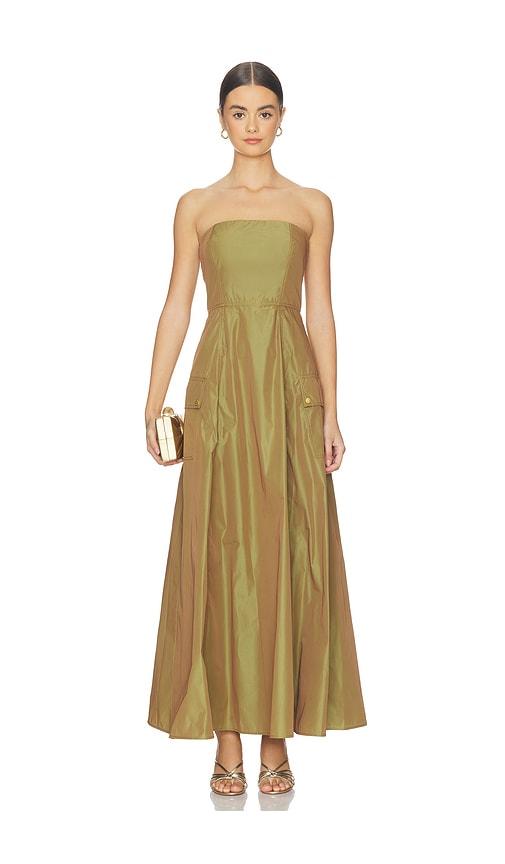 l'agence nessa strapless maxi in olive. - size 6 (also in 8)