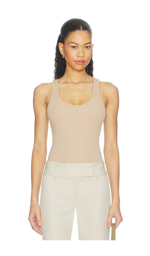 l'agence nica scoop neck tank bodysuit in tan. - size l (also in xs)