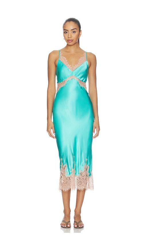 l'agence scotly lace trim midi dress in teal. - size 00 (also in 2)