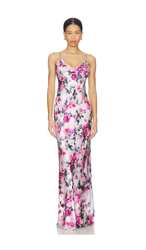 l'agence serita maxi v neck bias dress in pink. - size 4 (also in 6)