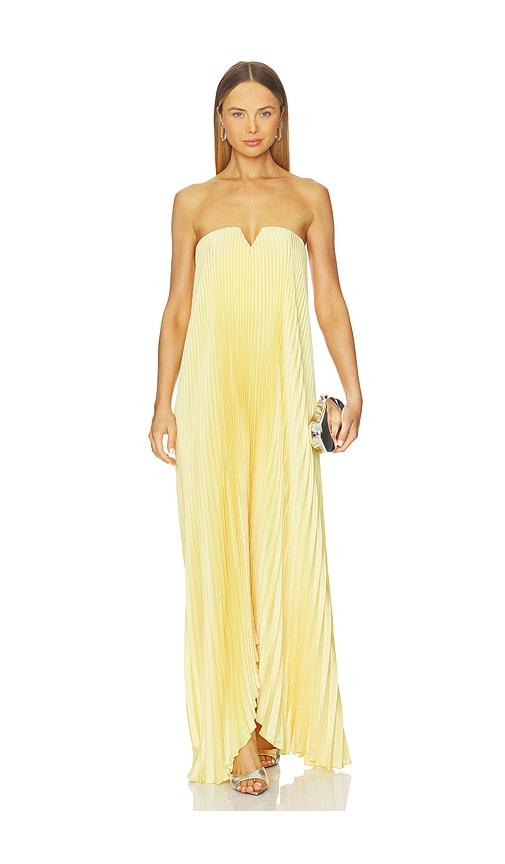 l'idee black tie gown - butter in yellow. - size 10/m (also in 6/xs, 8/s, 12/l)