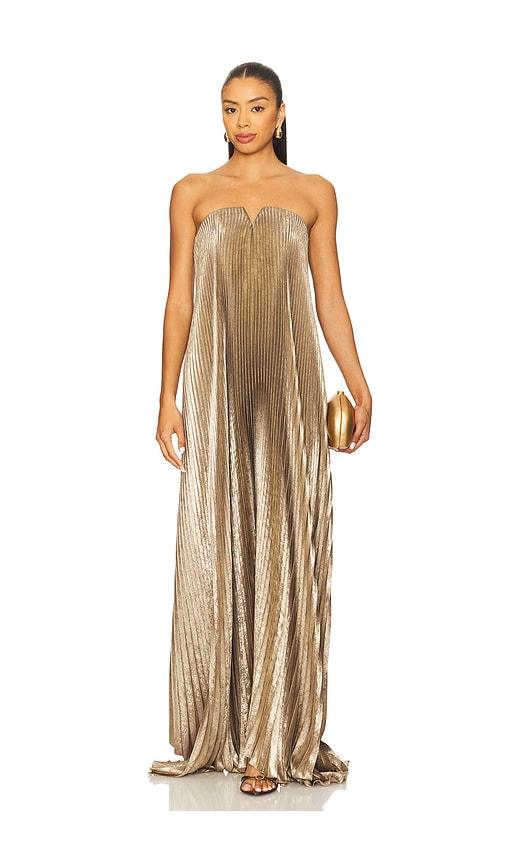l'idee black tie gown in metallic gold. - size 6/xs (also in 8/s)