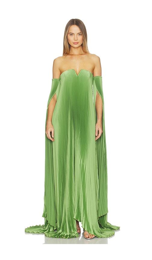 l'idee black tie gown with drama sleeves in green. - size 10/m (also in 8/s)