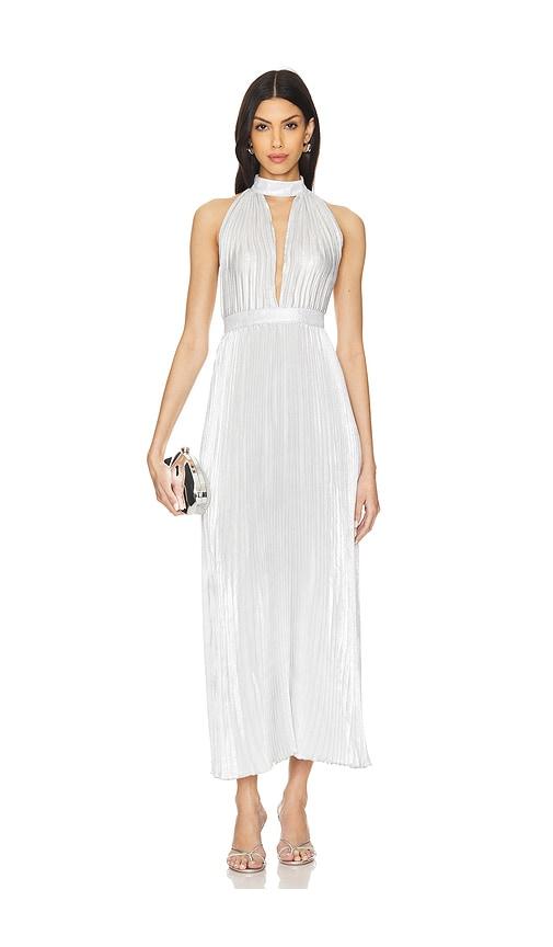 l'idee chateau gown in metallic silver. - size 14/xl (also in 10/m, 8/s)