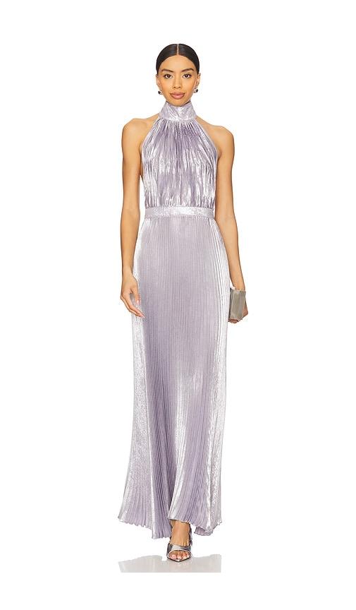 l'idee eden dress in metallic silver. - size 10/m (also in 12/l, 14/xl)