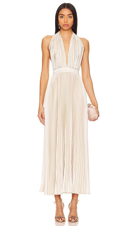 l'idee moderniste gown in metallic neutral. - size 10/m (also in 12/l, 14/xl)