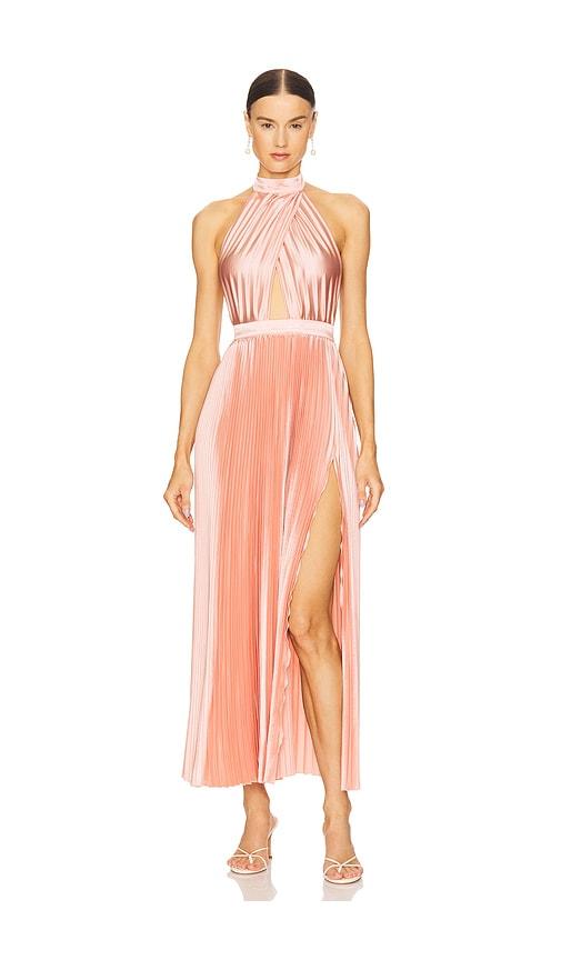 l'idee renaissance split gown in pink. - size 10/m (also in 8/s, 6/xs, 12/l, 14/xl)