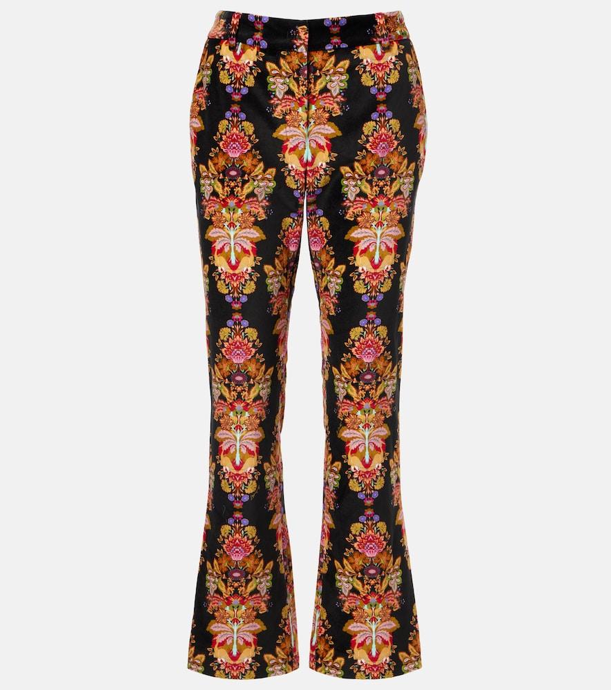la doublej 24/7 printed cropped cotton flared pants