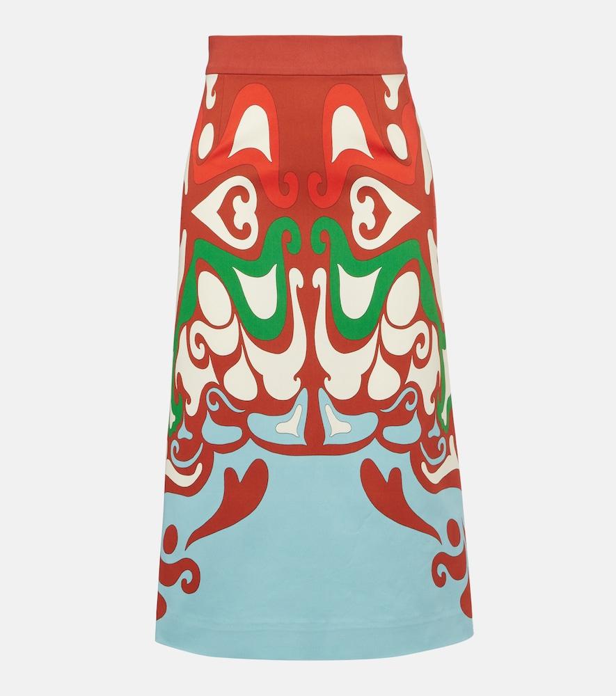 la doublej baia printed cotton-blend midi skirt