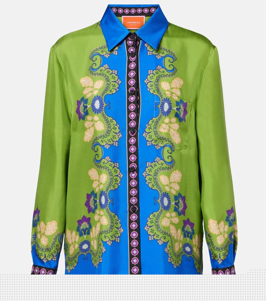 la doublej boy printed silk shirt