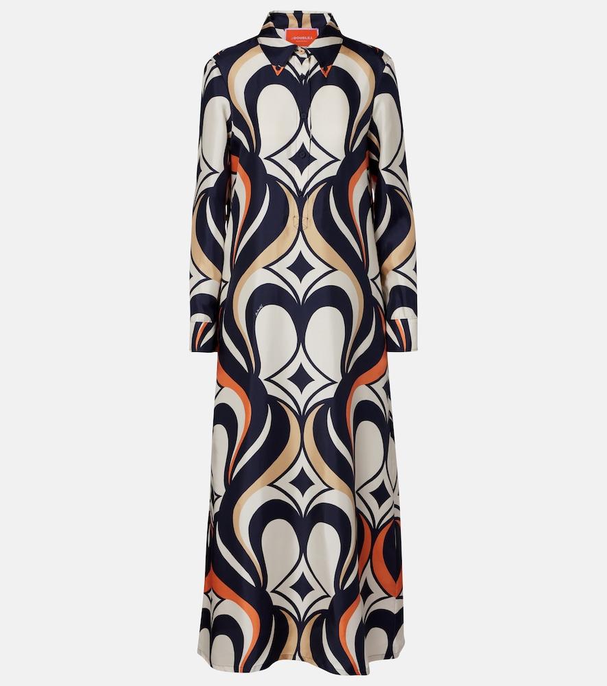 la doublej chemise swing printed silk shirt dress