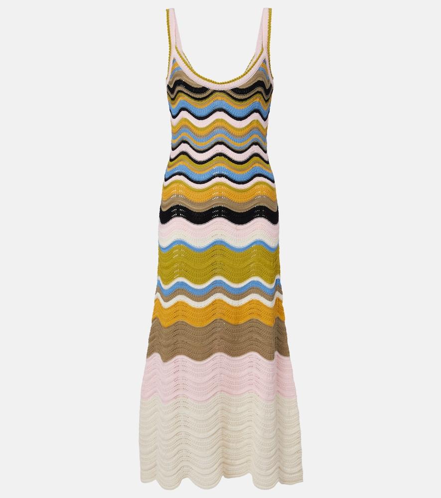 la doublej chevron crochet cotton midi dress