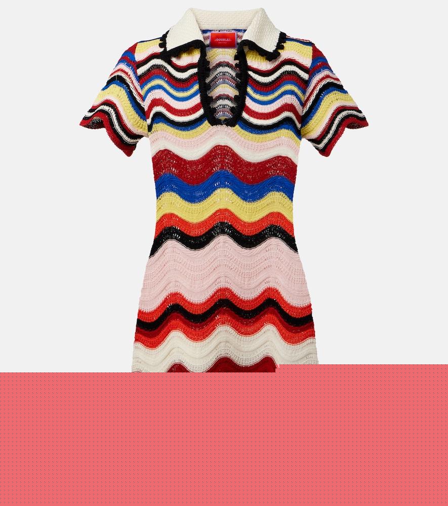 la doublej chevron crochet cotton polo dress
