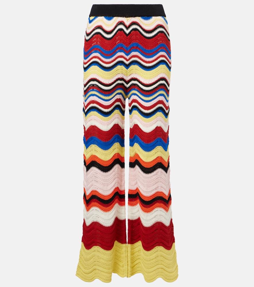 la doublej chevron crochet cotton wide-leg pants