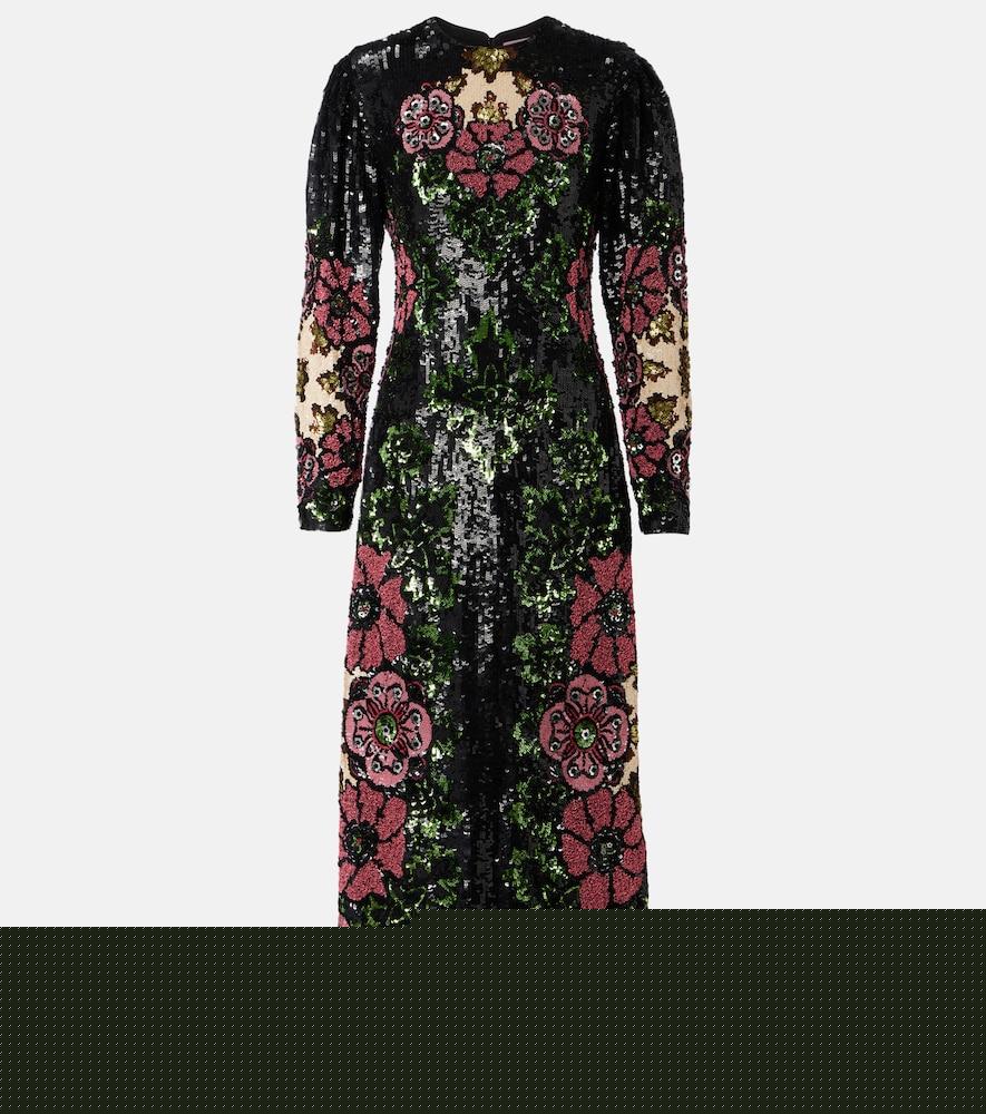 la doublej clingy swing sequined maxi dress