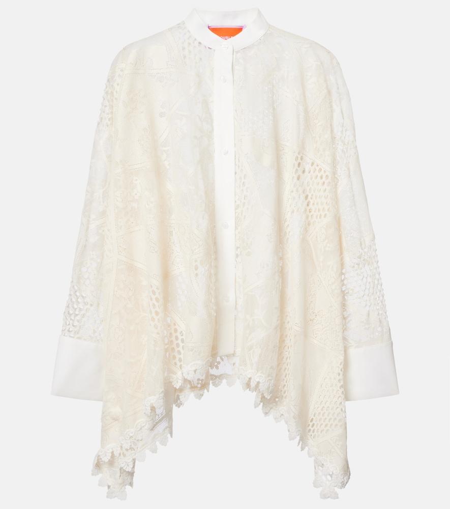 la doublej foulard cotton-blend lace shirt