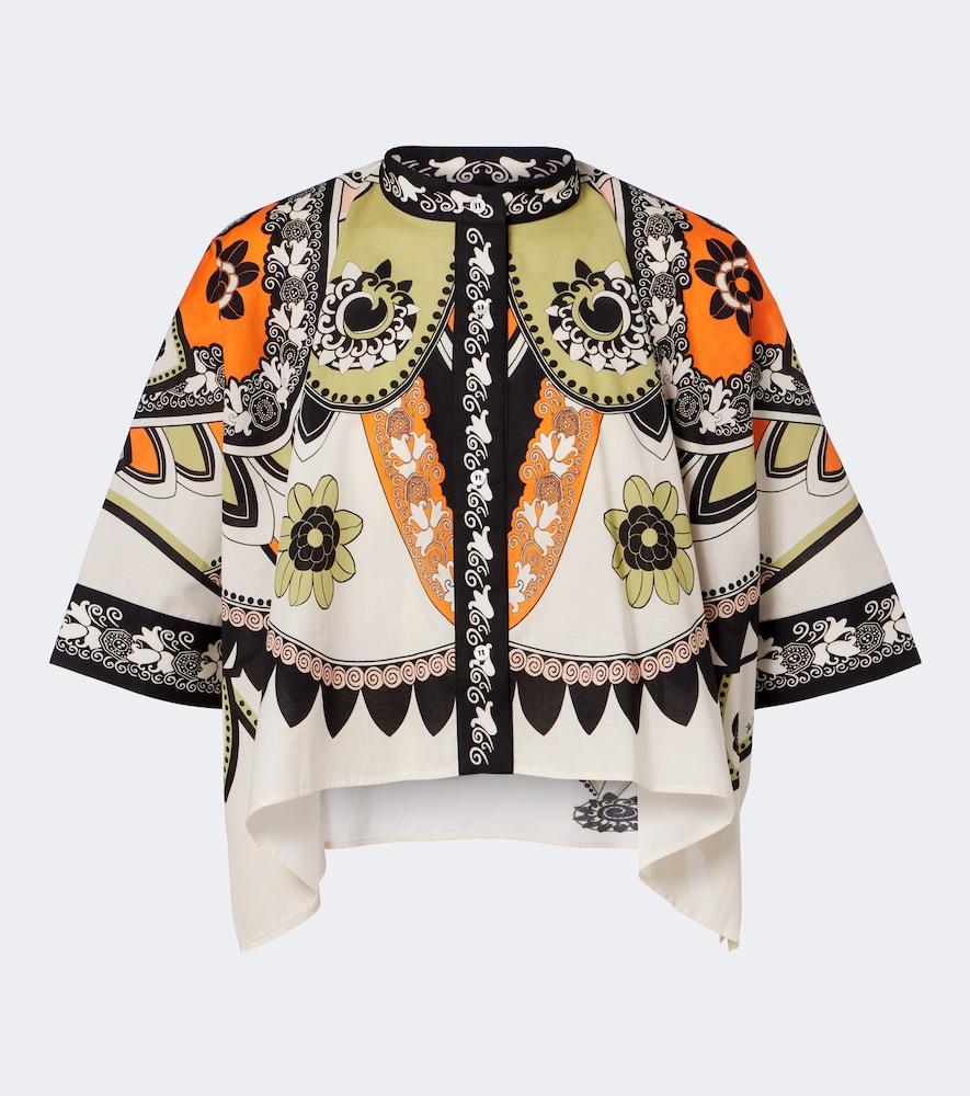 la doublej foulard printed cropped cotton shirt