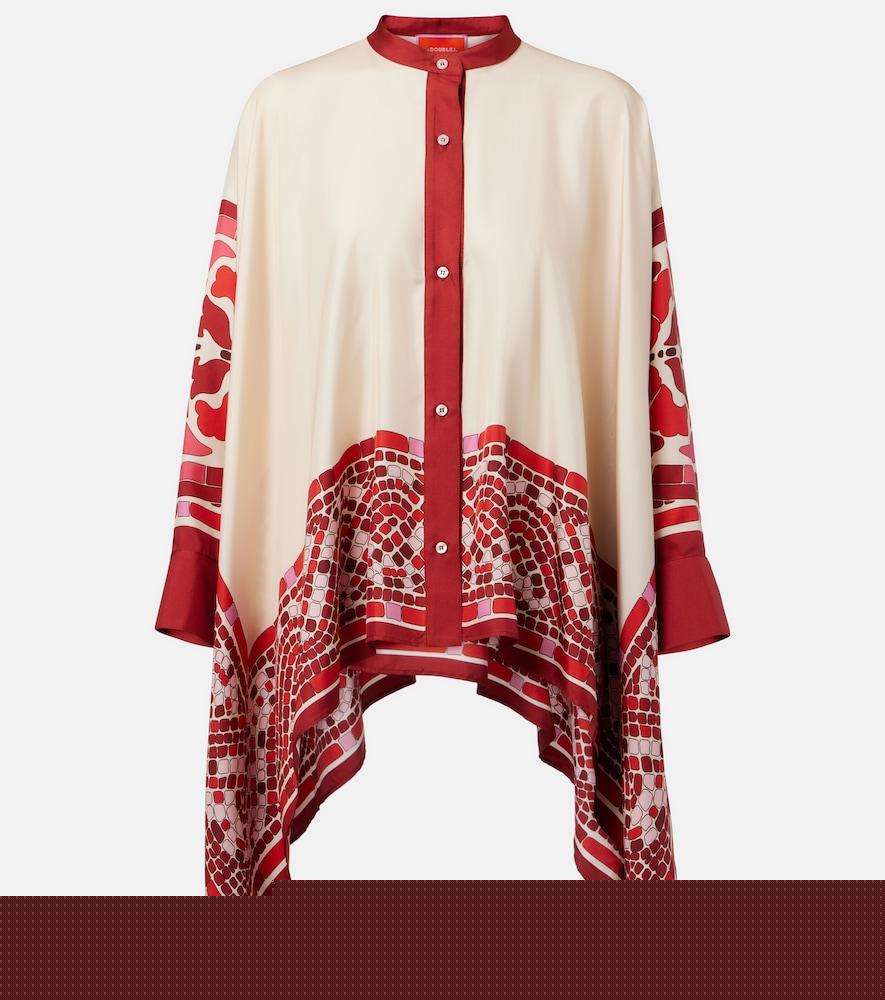 la doublej foulard printed silk twill shirt