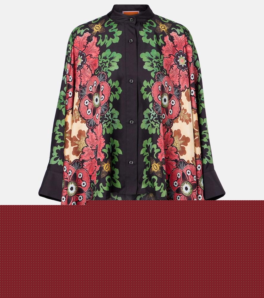 la doublej foulard printed silk twill shirt