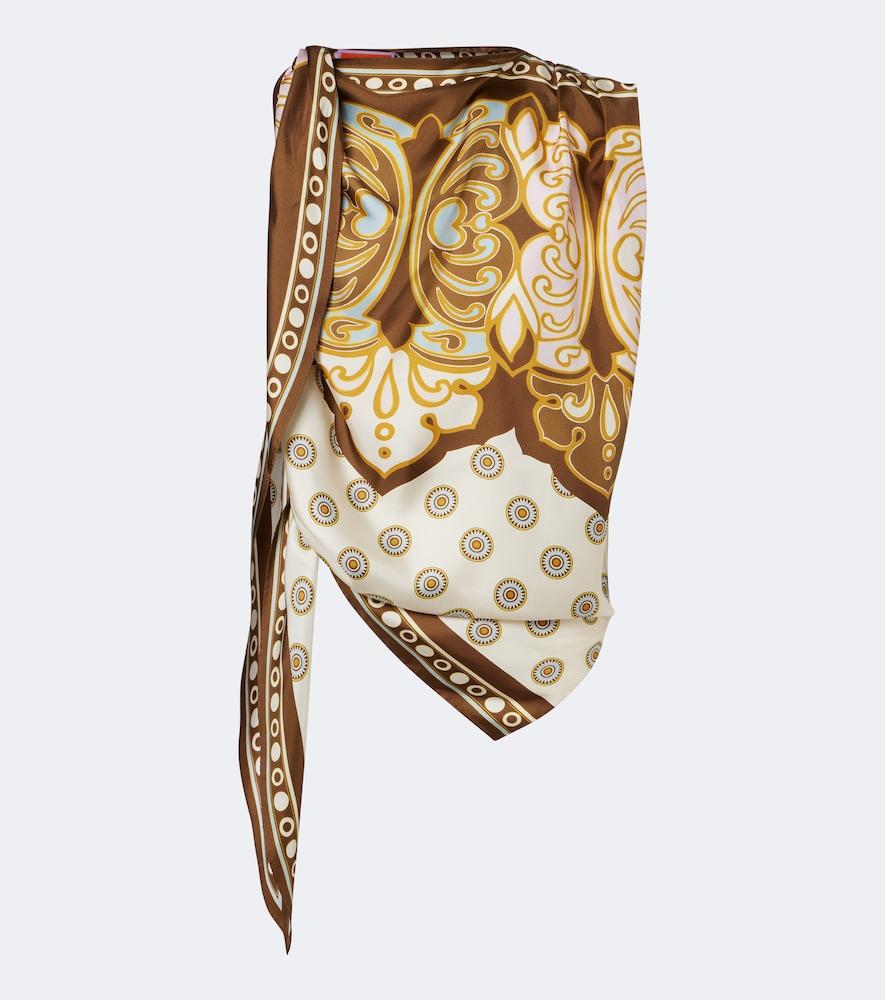 la doublej full-on printed silk twill top