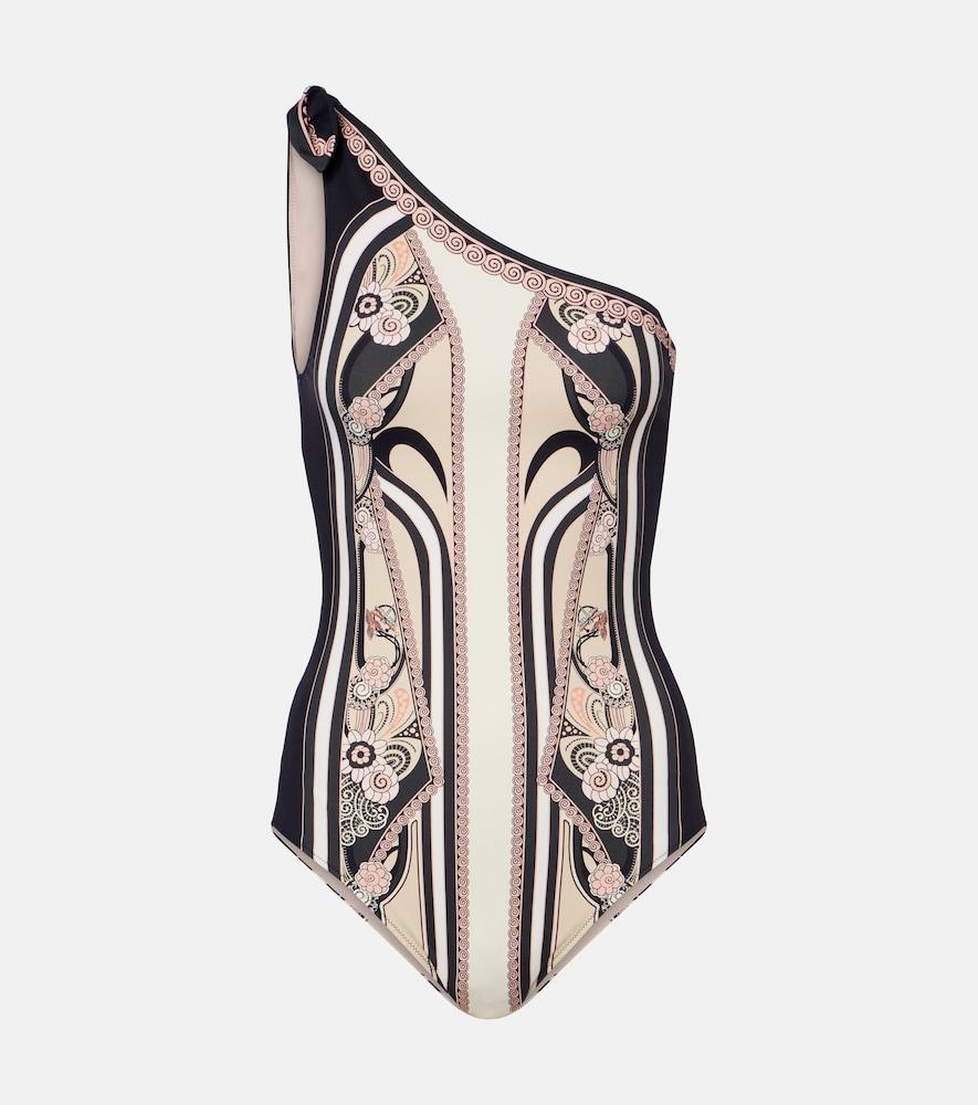 la doublej goddess printed one-shoulder swimsuit