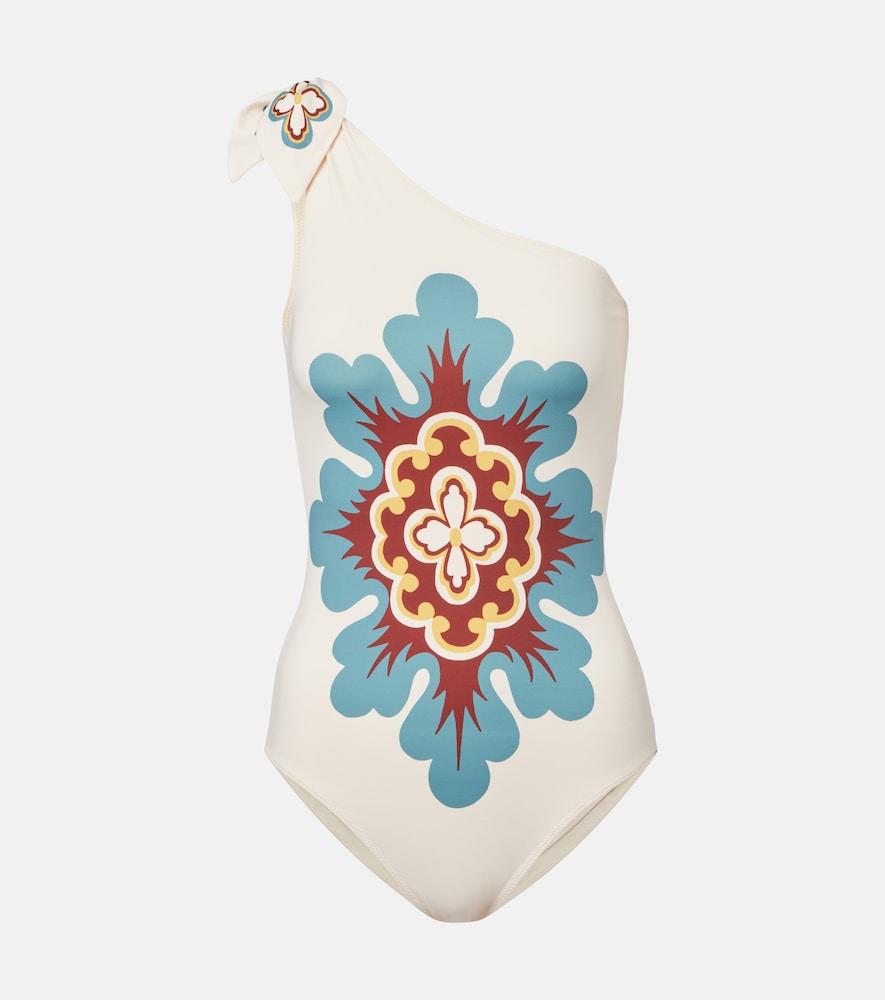 la doublej goddess printed one-shoulder swimsuit