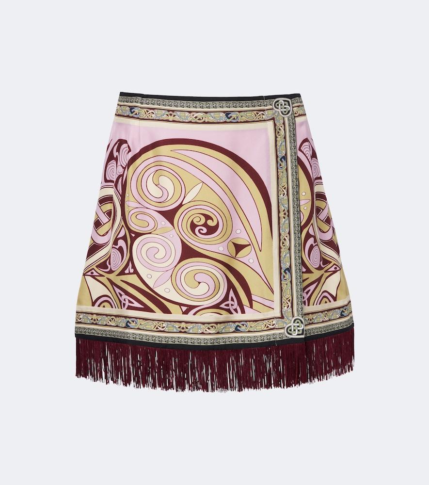 la doublej kells fringed silk twill miniskirt