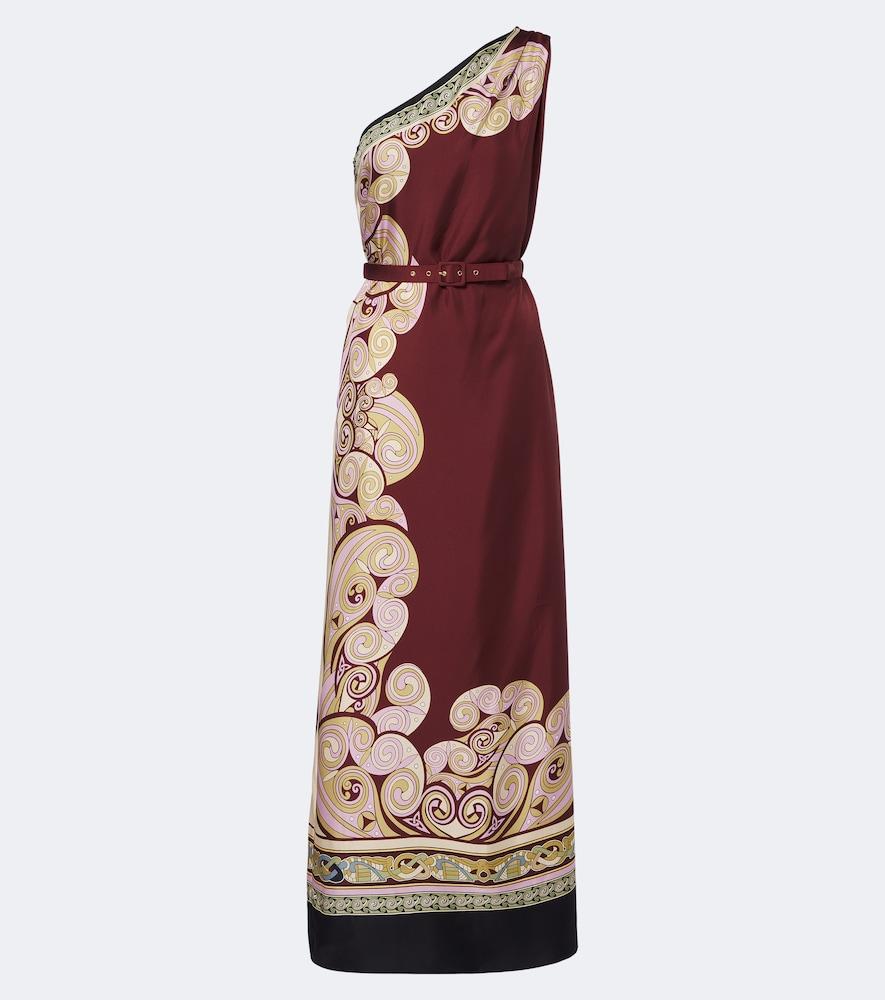 la doublej kells printed silk twill maxi dress