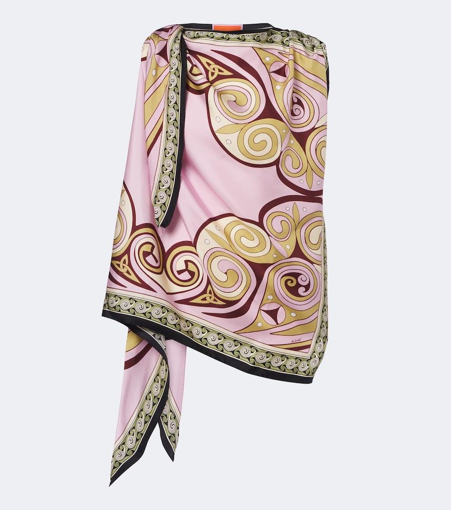 la doublej kells printed silk twill top