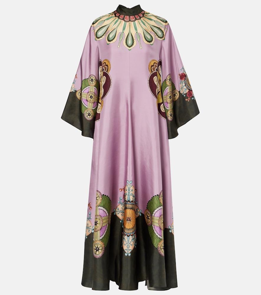 la doublej magnifico printed silk twill kaftan