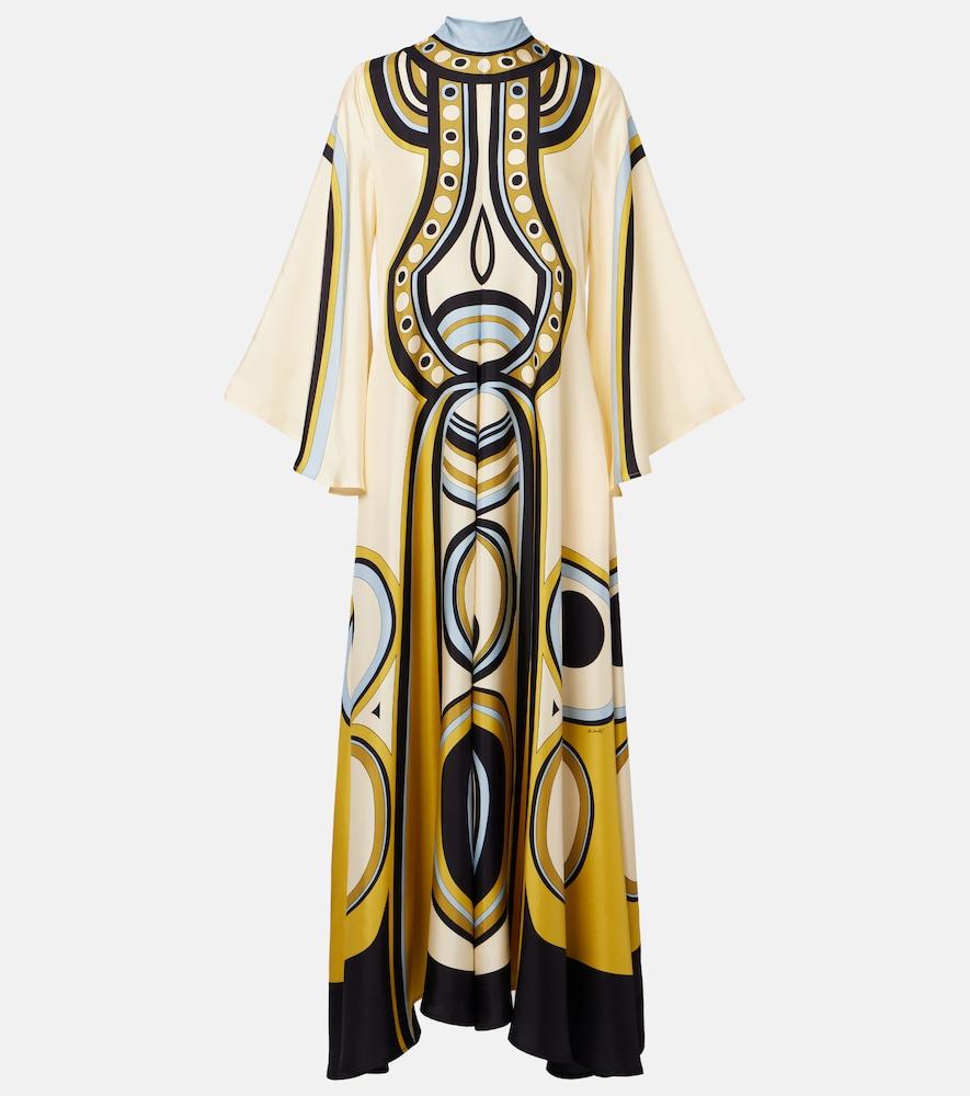 la doublej magnifico printed silk twill maxi dress