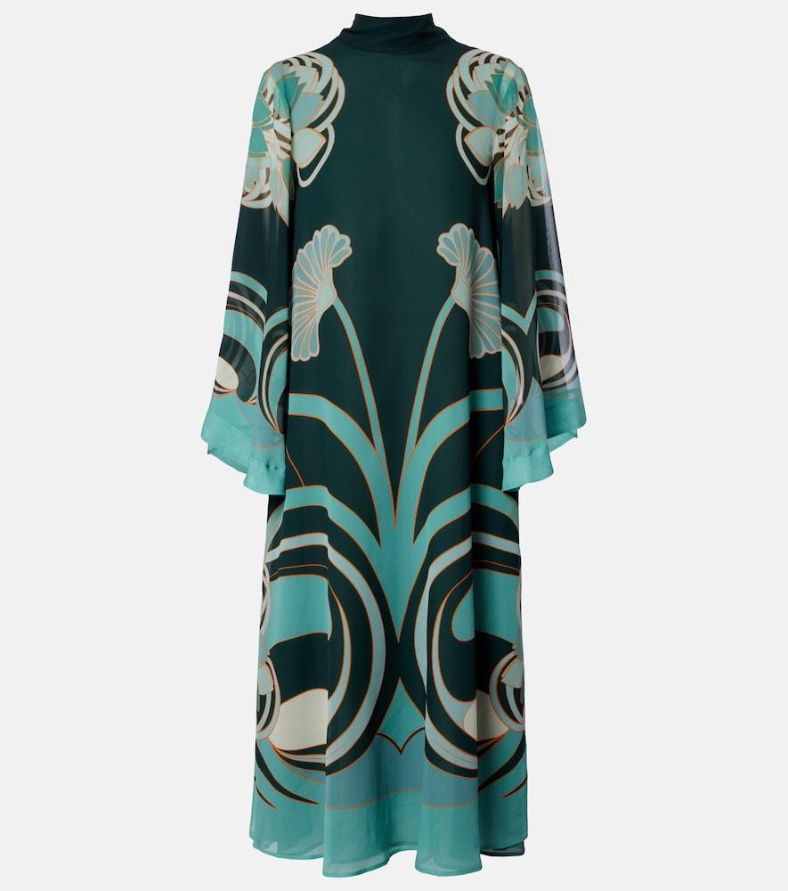 la doublej magnifico printed silk twill midi dress