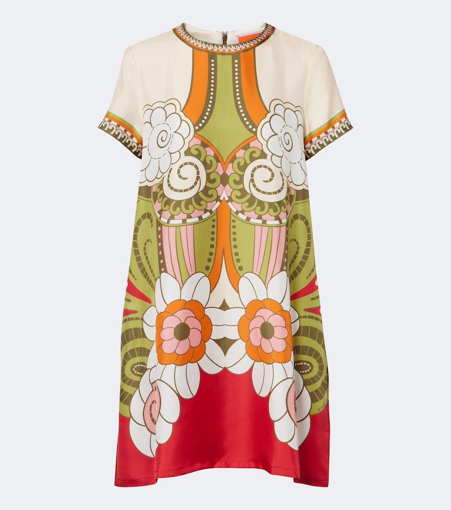 la doublej mini swing printed silk minidress