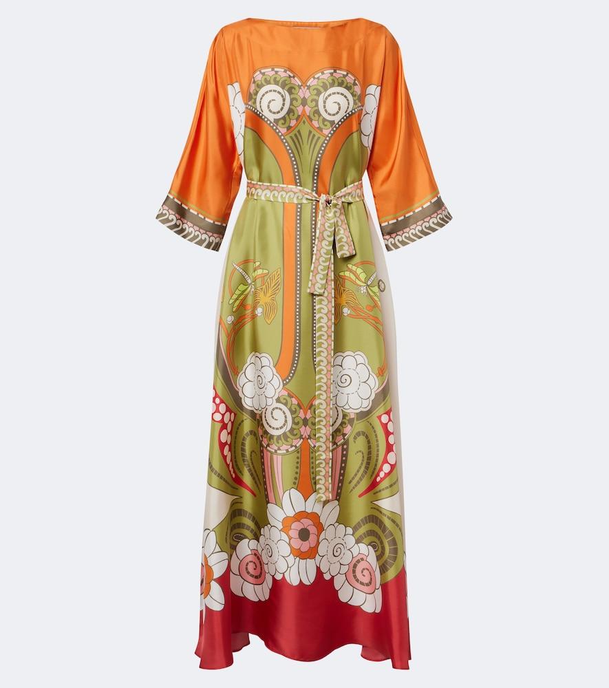 la doublej muumuu printed silk twill maxi dress