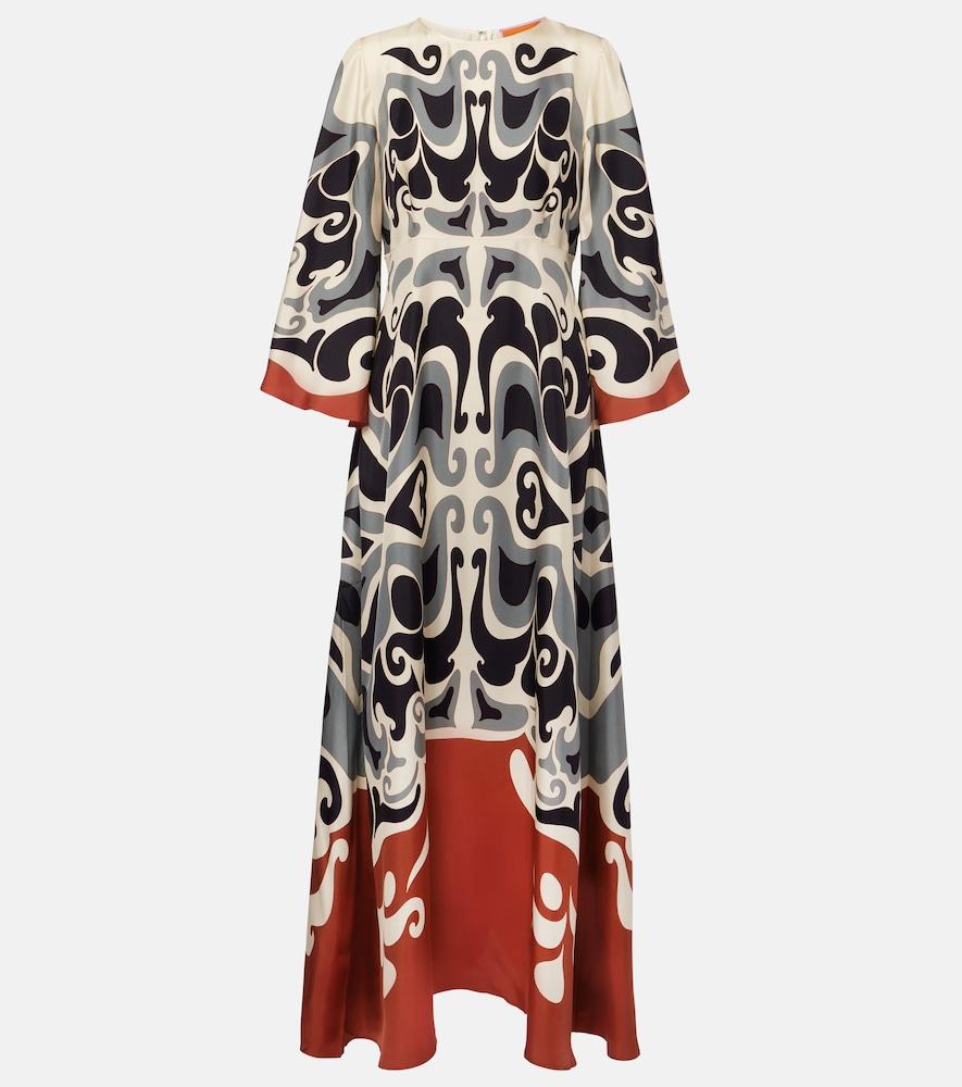 la doublej phoenix placée silk twill maxi dress