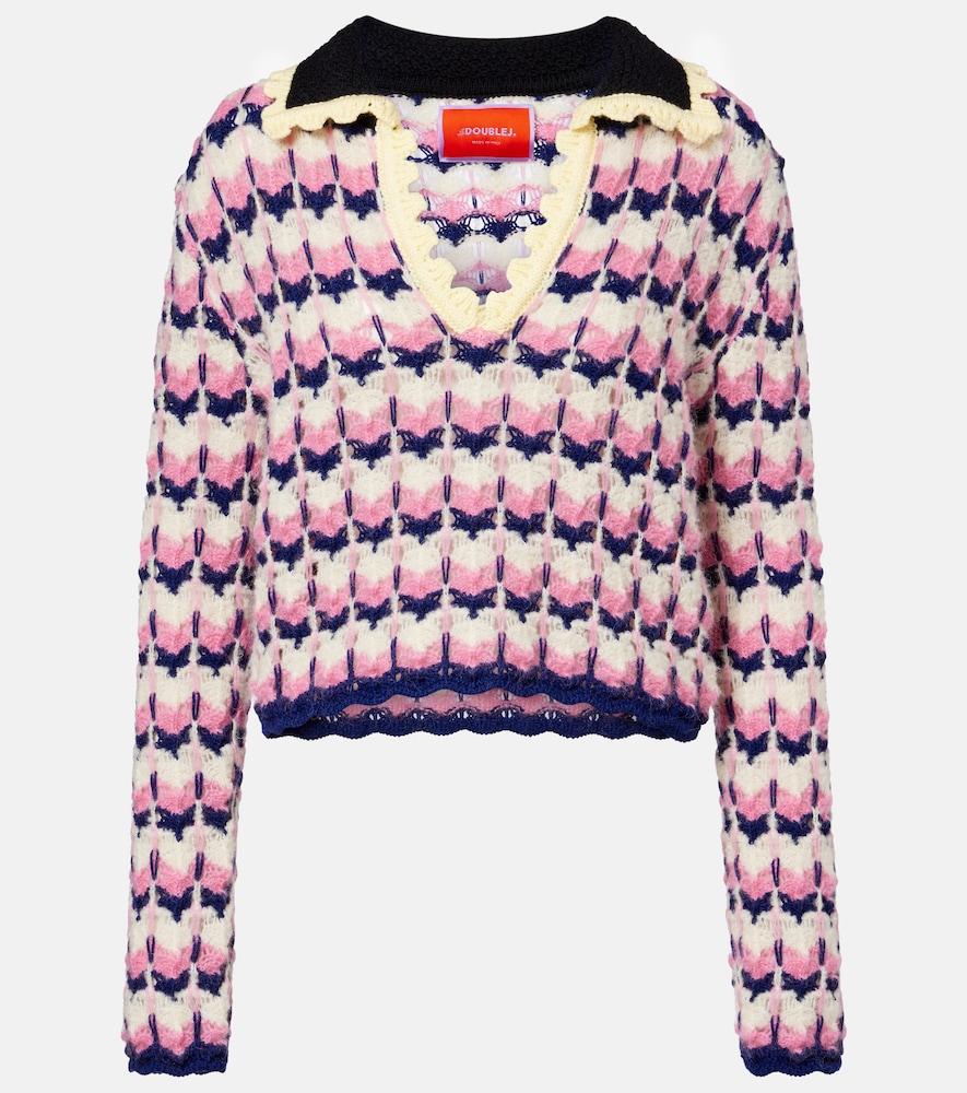 la doublej picket wool-blend polo sweater