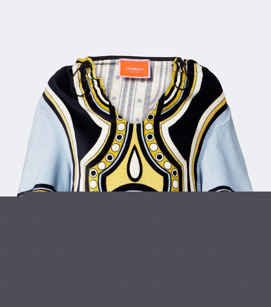 la doublej portal printed hooded cotton terry top