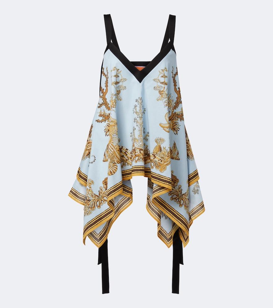 la doublej printed asymmetric cotton top
