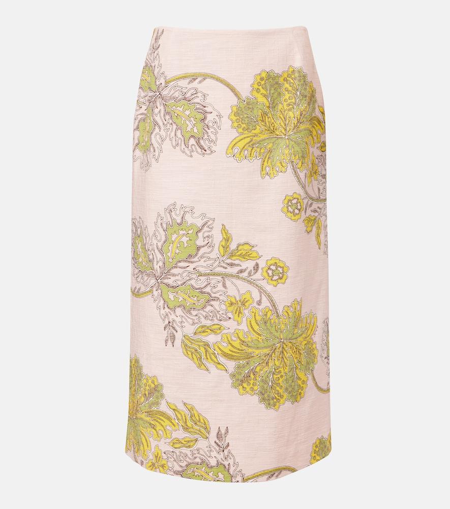 la doublej printed cotton midi skirt