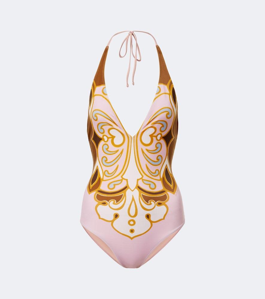 la doublej printed halterneck swimsuit