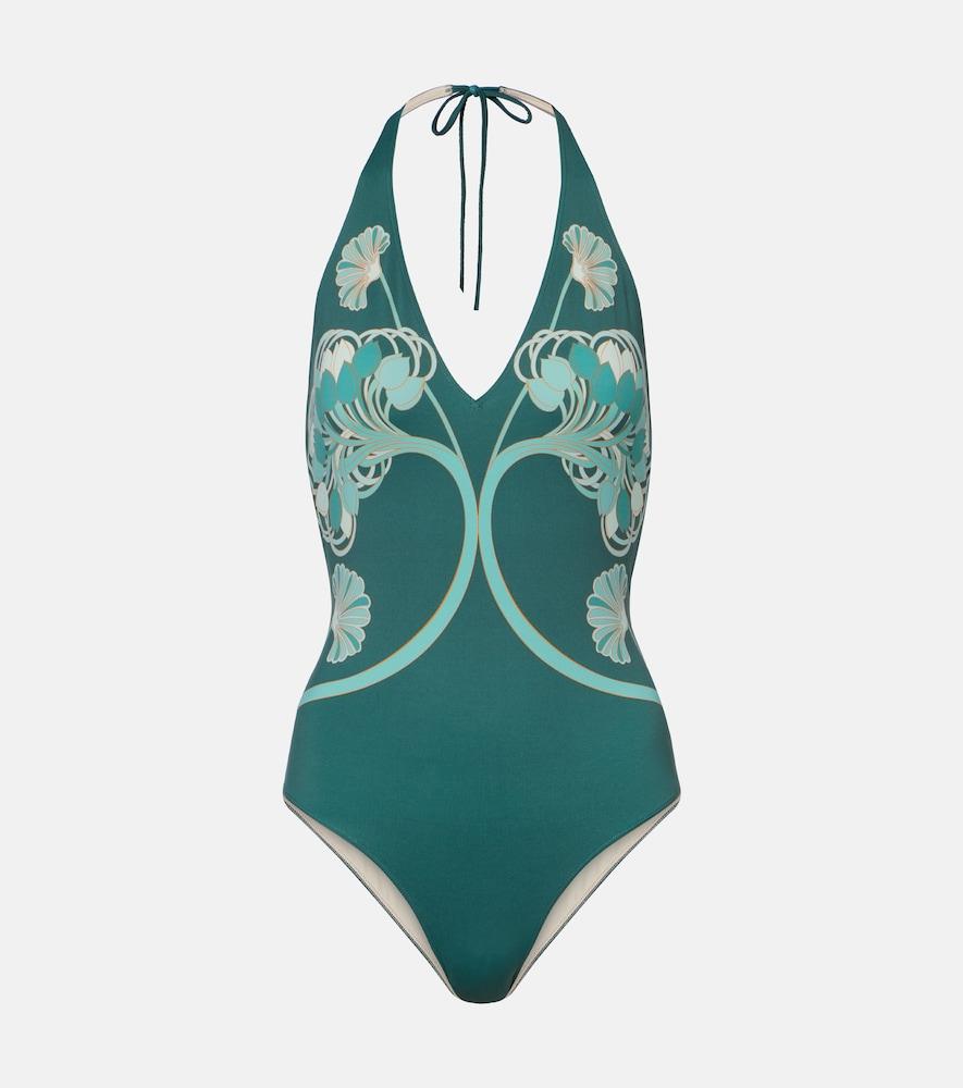 la doublej printed halterneck swimsuit