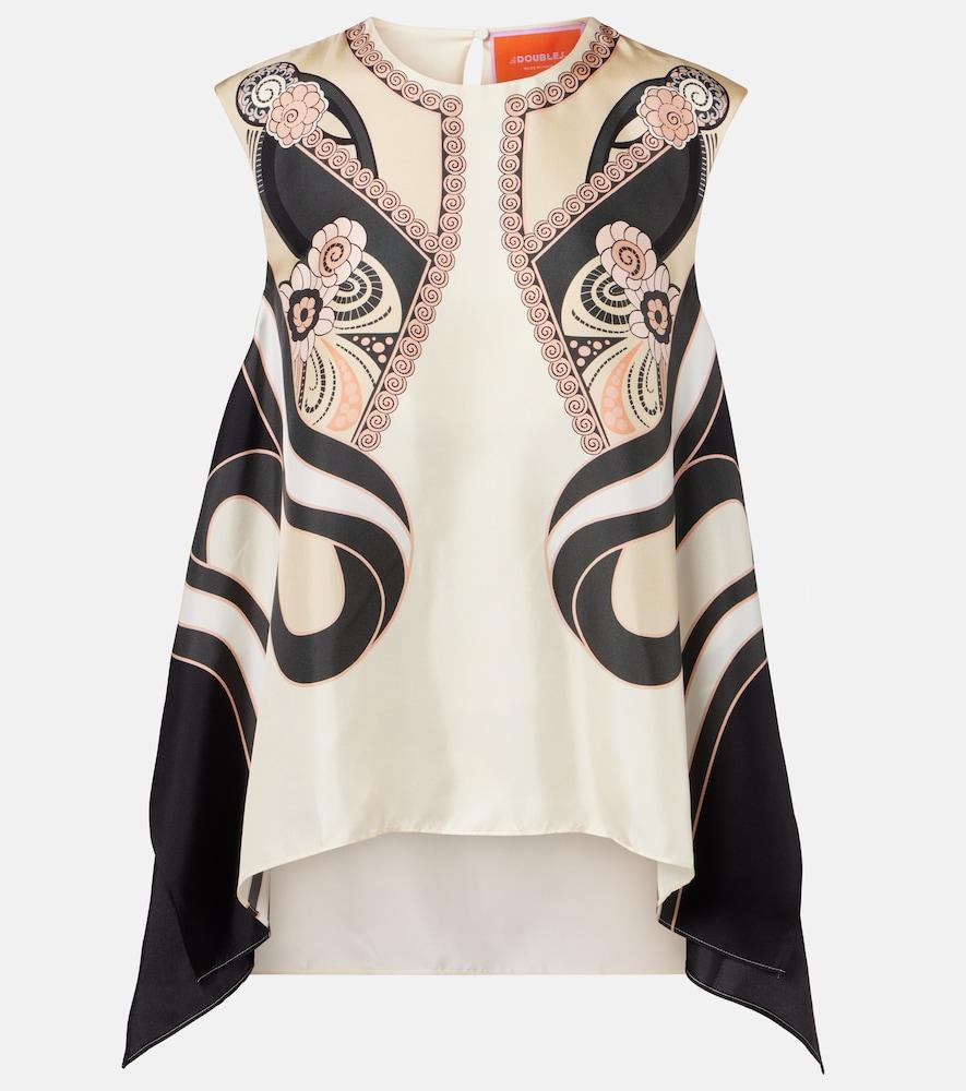 la doublej san carlo printed silk twill top